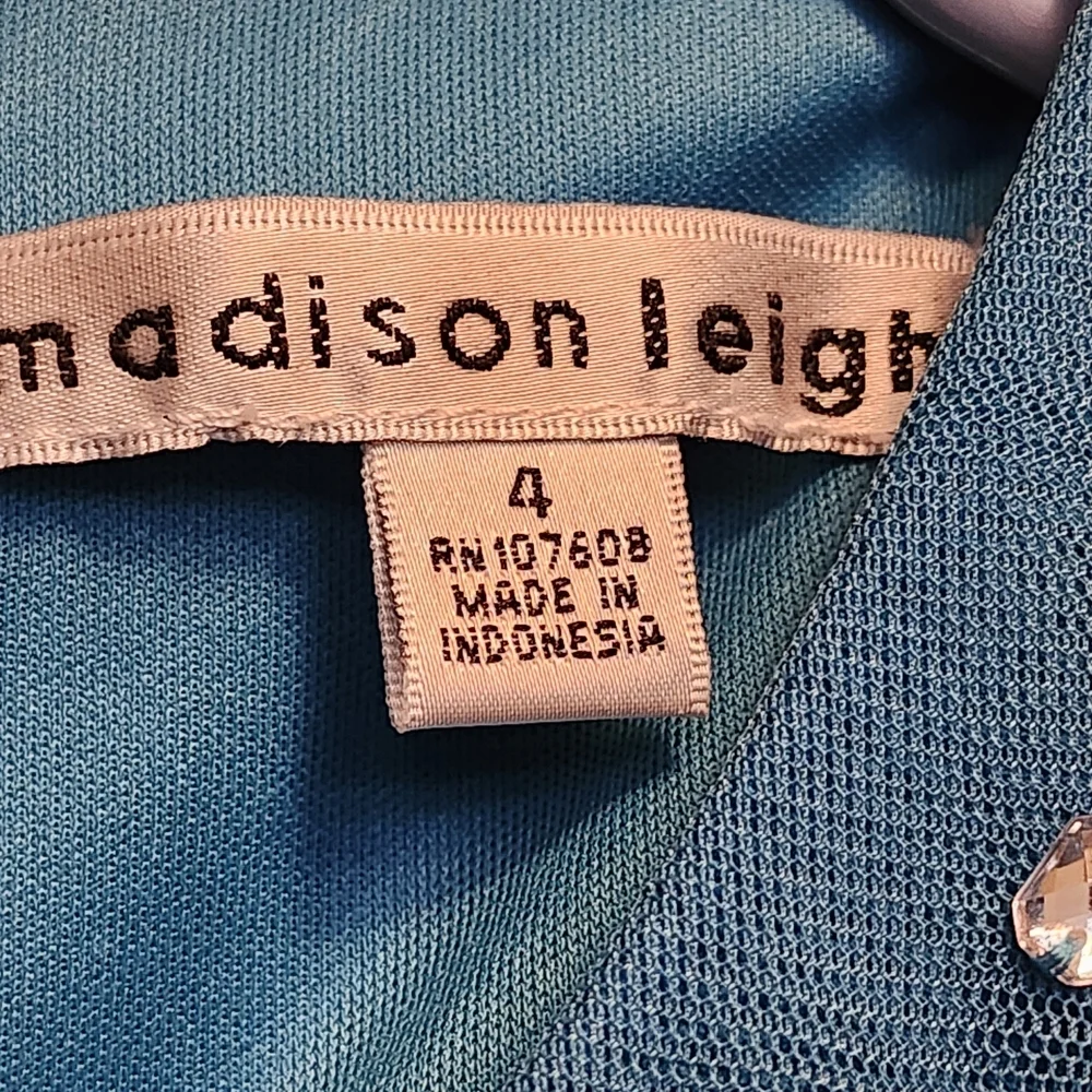 Madison Leigh Blue Midi Dress with Embellished Neckline - Picture 4 of 4